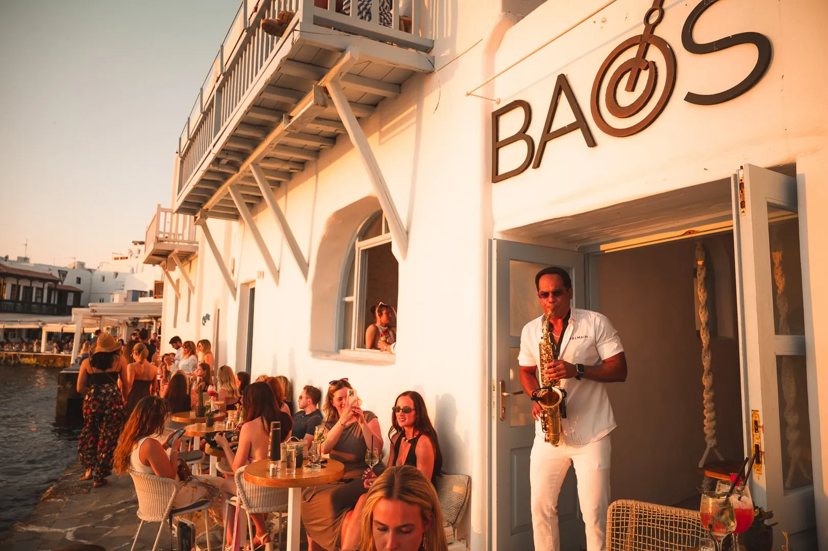 The entrance to BAO'S in Little Venice, busy in the afternoon